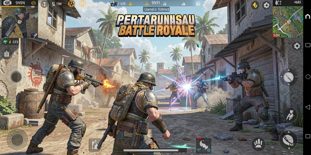 Tangkapan layar mendebarkan dari gameplay seru Battle Royale.