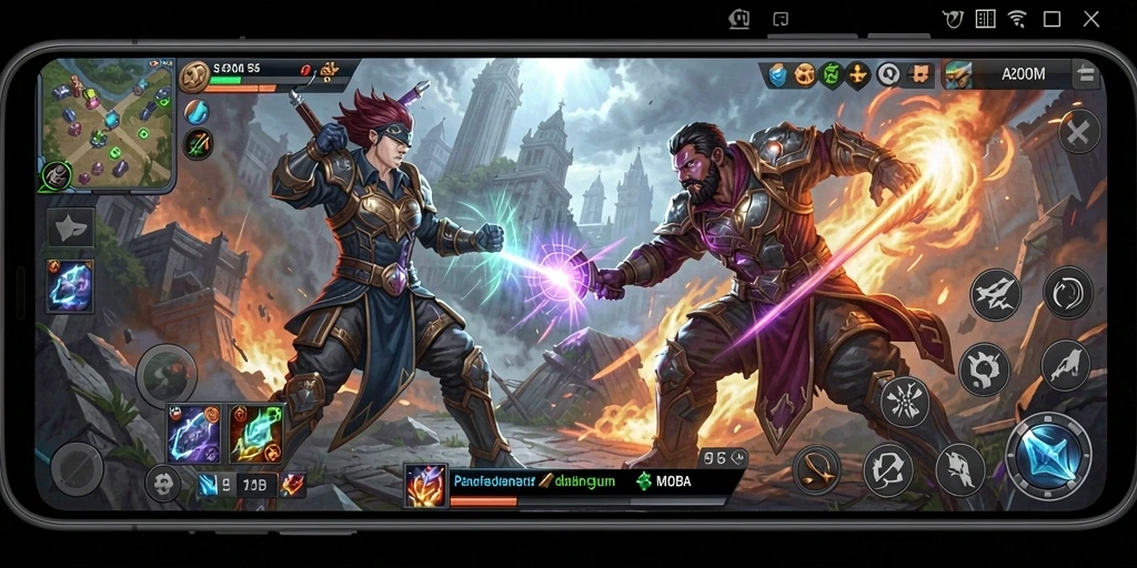 Screenshot gameplay A200M yang menunjukkan aksi seru dalam pertempuran.