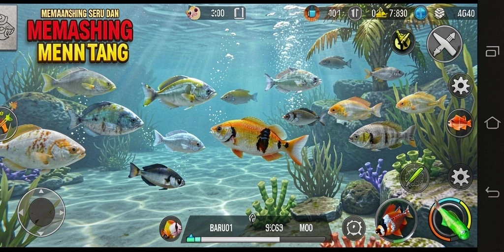 Tampilan menarik dari gameplay BARU01 dengan berbagai lokasi memancing.