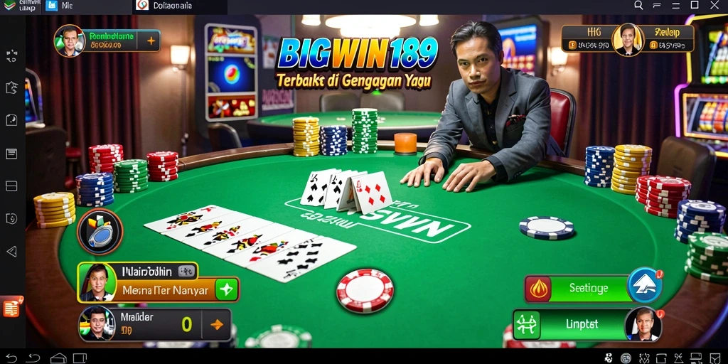 Screenshot menunjukkan pengalaman bermain intens dalam permainan Poker.