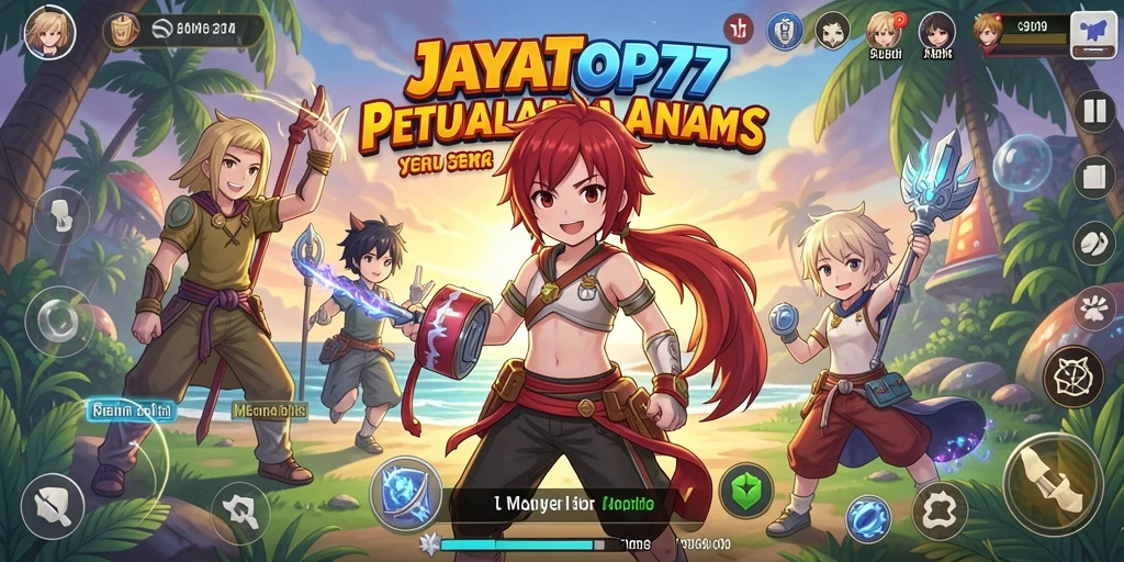 Screenshot gameplay JAYATOP77 yang penuh aksi dan karakter Anime menarik.