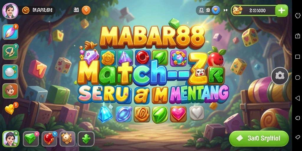 Screenshot gameplay MABAR88 dengan elemen Match-3 yang berwarna-warni.