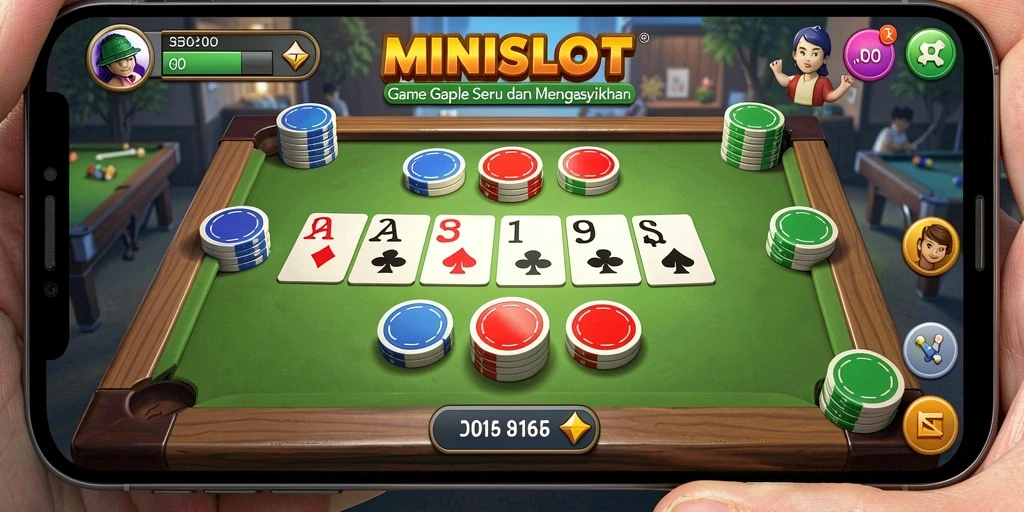 Tampilan gameplay seru dari MINISLOT, nikmati permainan Gaple yang menarik.