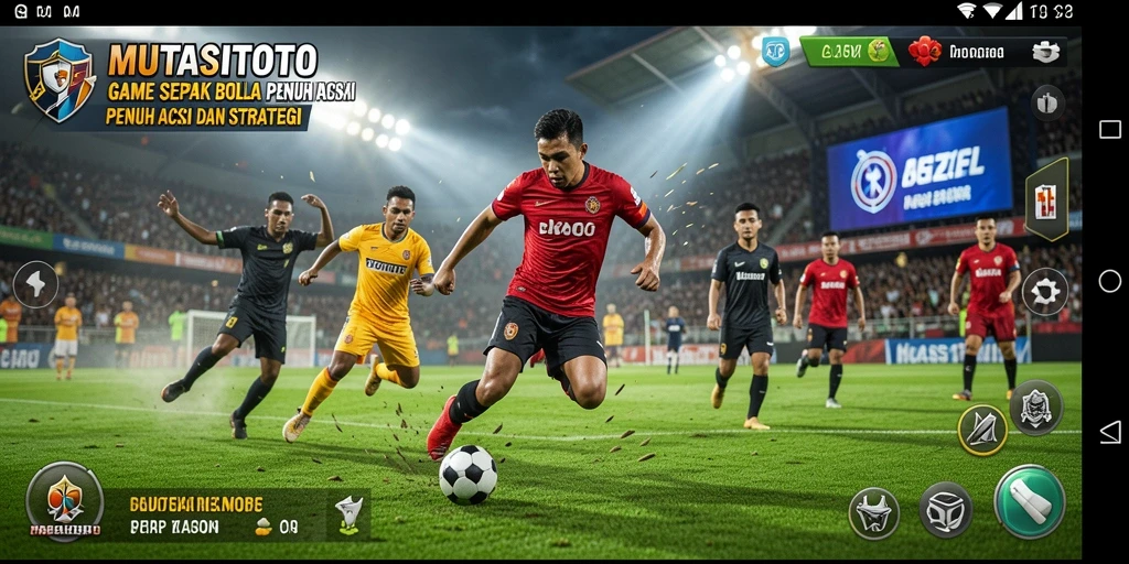 Tangkapan layar gameplay MUTASITOTO dengan aksi sepak bola yang mendebarkan.