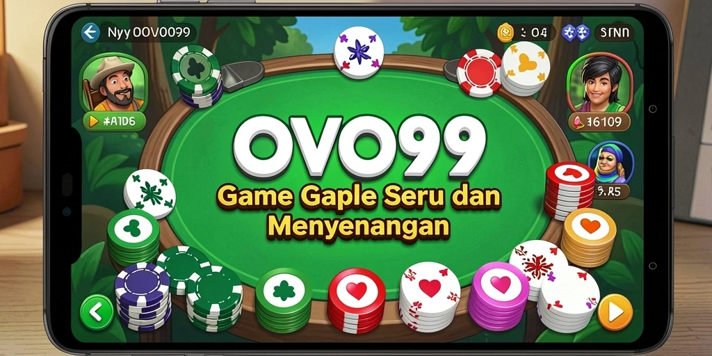 Screenshot OVO99 menampilkan gameplay Gaple yang seru dan interaktif.