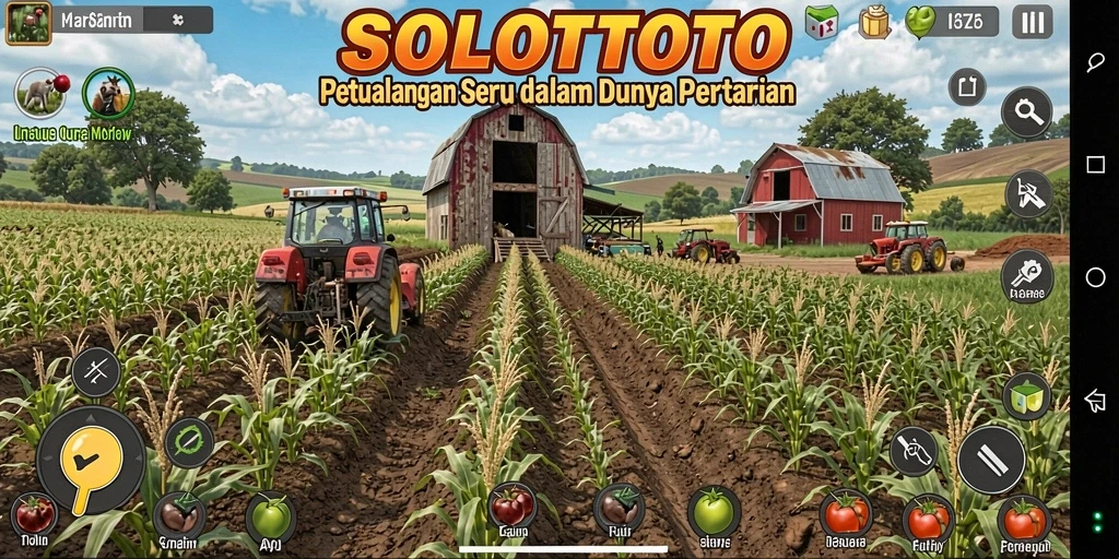 Screenshot gameplay SOLOTOTO menampilkan aktivitas bertani yang seru.