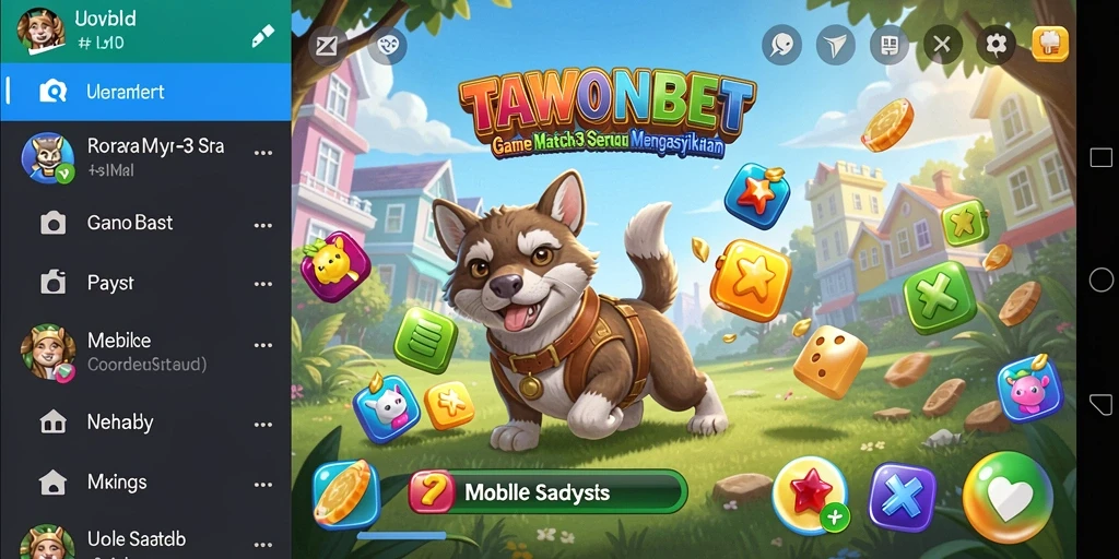 Tampilan permainan <strong>TAWONBET</strong> yang menarik dengan elemen match-3 yang berwarna-warni.
